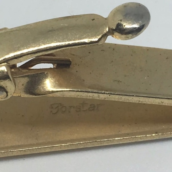 forstar cufflink and tie clip set Vintage MCM gold tone goldtone geometric - Picture 7 of 10